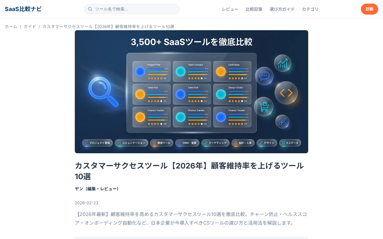 SaaS比較（カスタマーサクセスツール1のトップページ