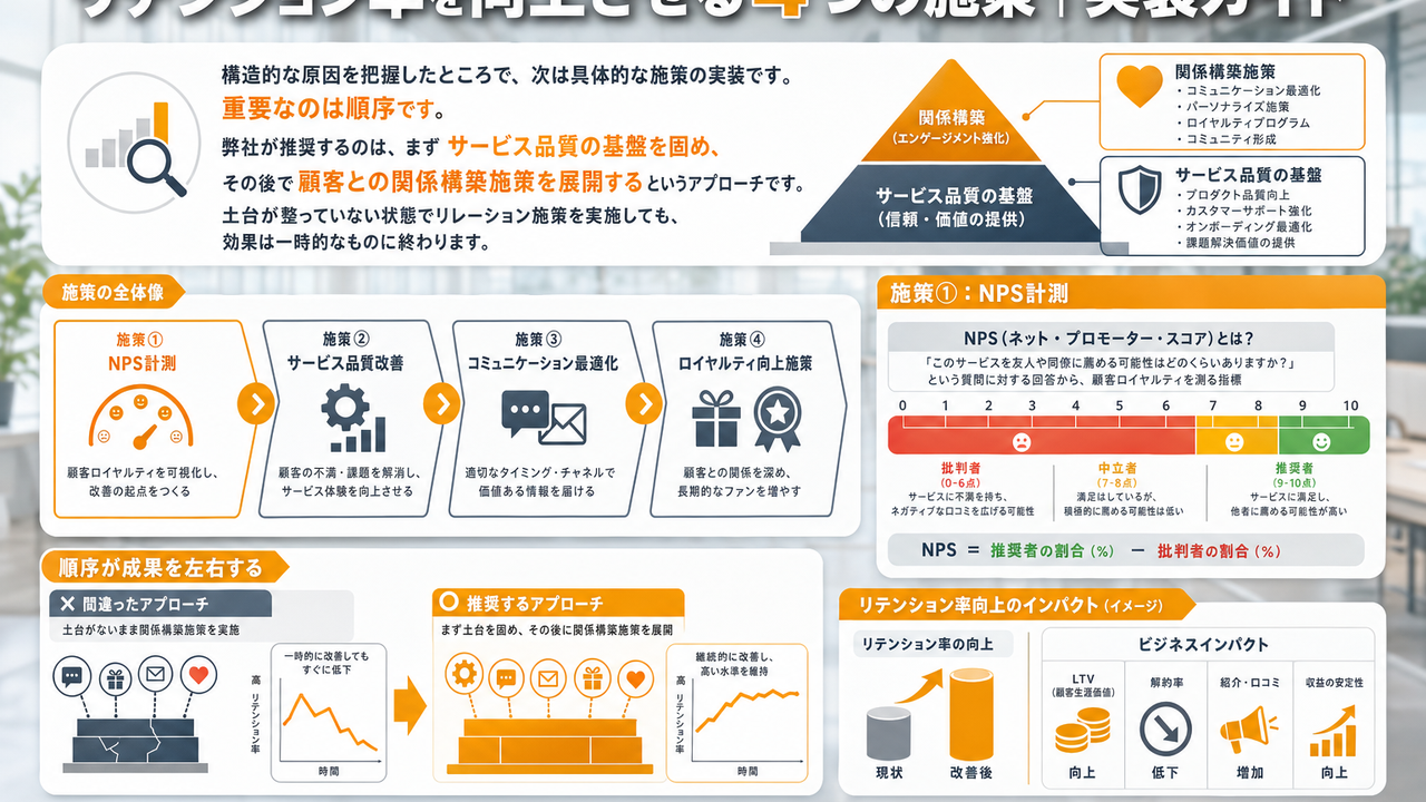 リテンション率を向上させる4つの施策｜実装ガイド